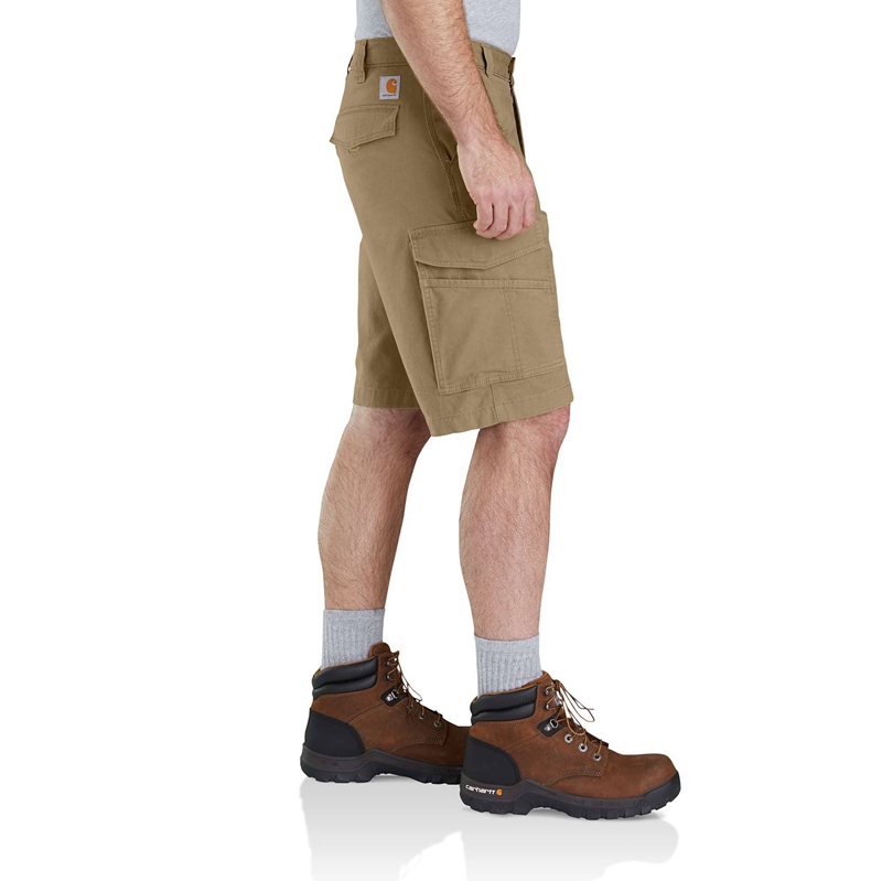 Olive Men Carhartt Rugged Flex® Relaxed Fit Canvas Cargo Work Shorts | MTB-647592