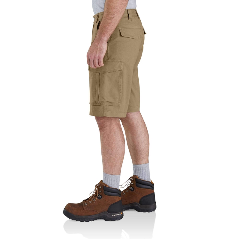 Olive Men Carhartt Rugged Flex® Relaxed Fit Canvas Cargo Work Shorts | MTB-647592