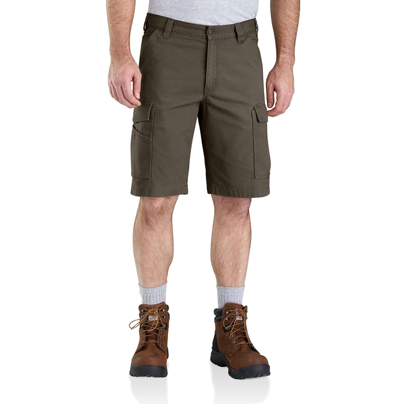 Olive Men Carhartt Rugged Flex® Relaxed Fit Canvas Cargo Work Shorts | MTB-647592