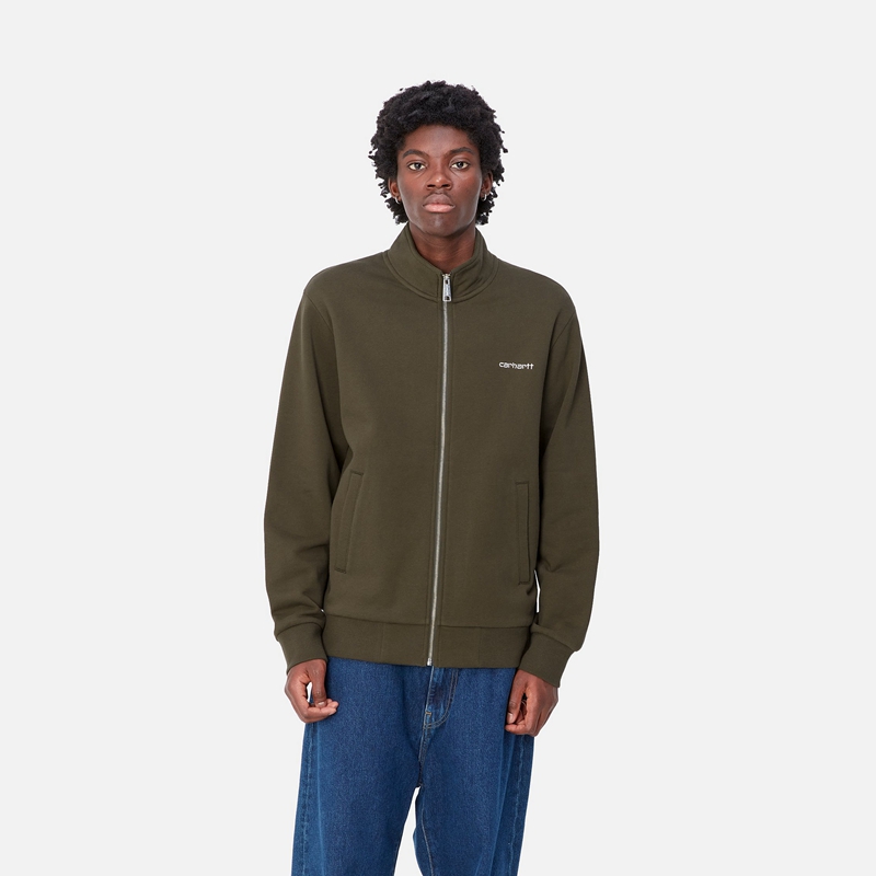 Olive Men Carhartt Script Embroidery Jackets | PHK-239718