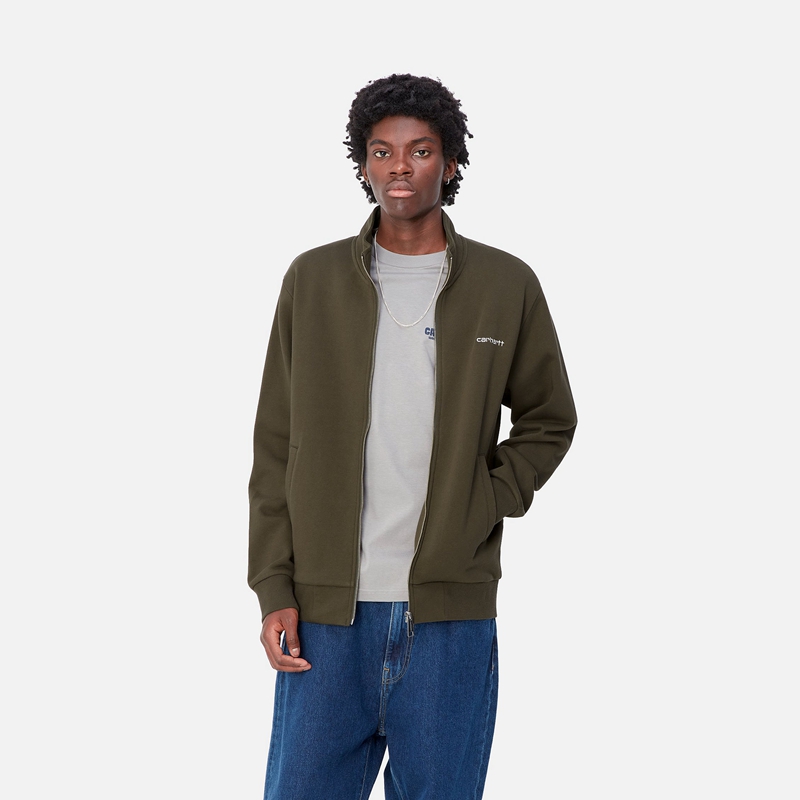 Olive Men Carhartt Script Embroidery Jackets | PHK-239718