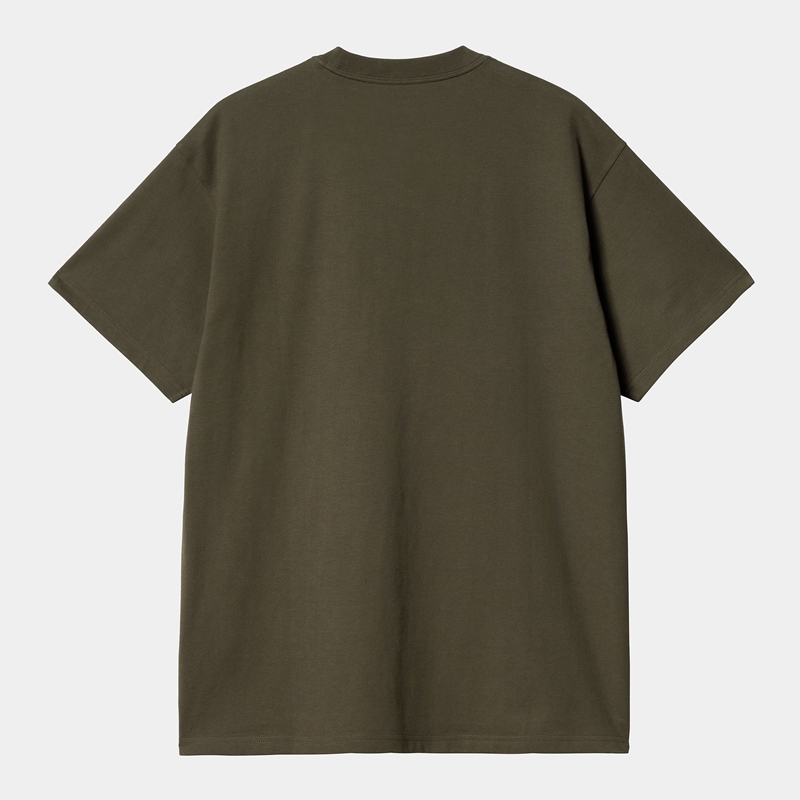 Olive Men Carhartt Script Embroidery T-Shirt | ZPN-375016