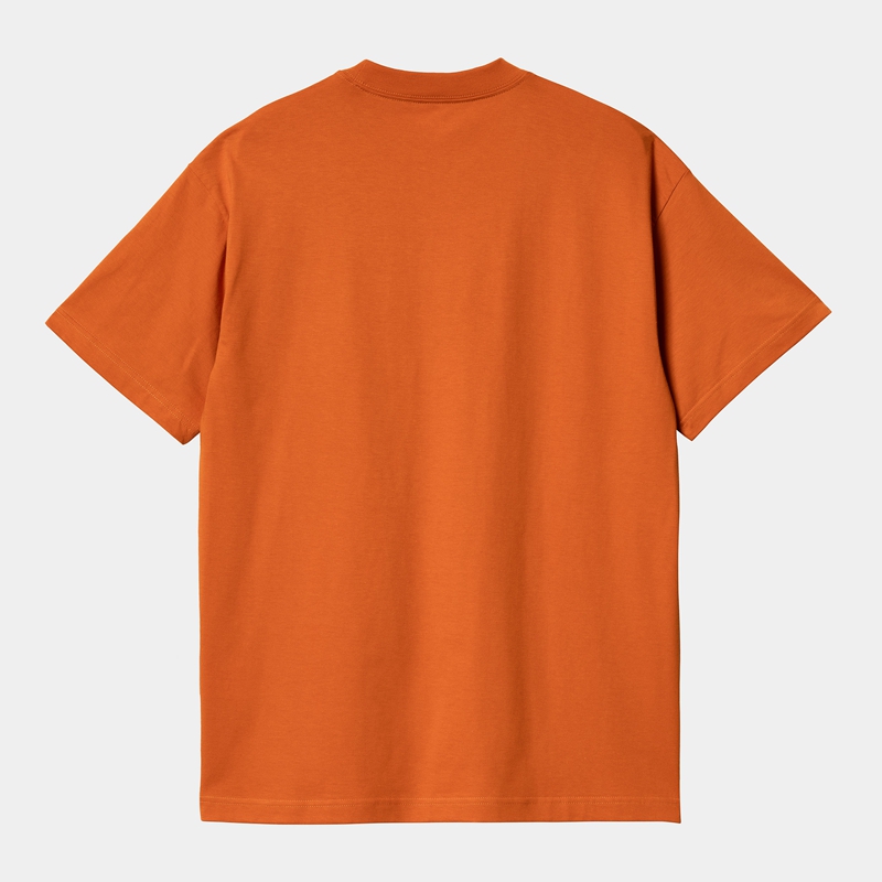 Orange Men Carhartt Brush WIP T-Shirt | JTF-183259