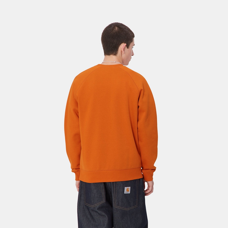 Orange Men Carhartt Chase Sweatshirt | OZB-689053