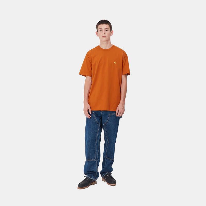 Orange Men Carhartt Chase T-Shirt | DMI-153706