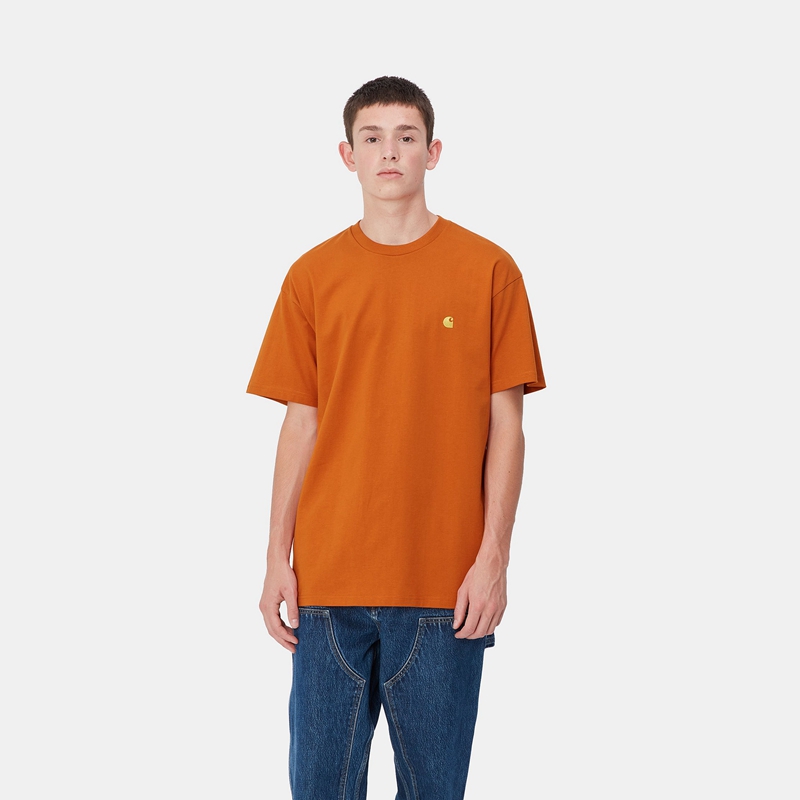 Orange Men Carhartt Chase T-Shirt | DMI-153706