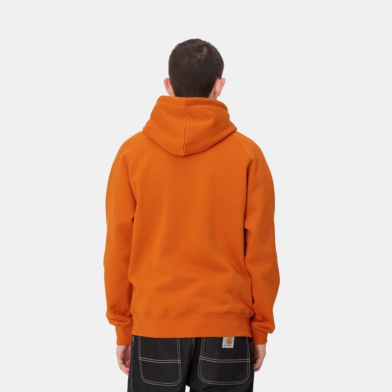 Orange Men Carhartt Hooded Chase Hoodie | QMZ-256430