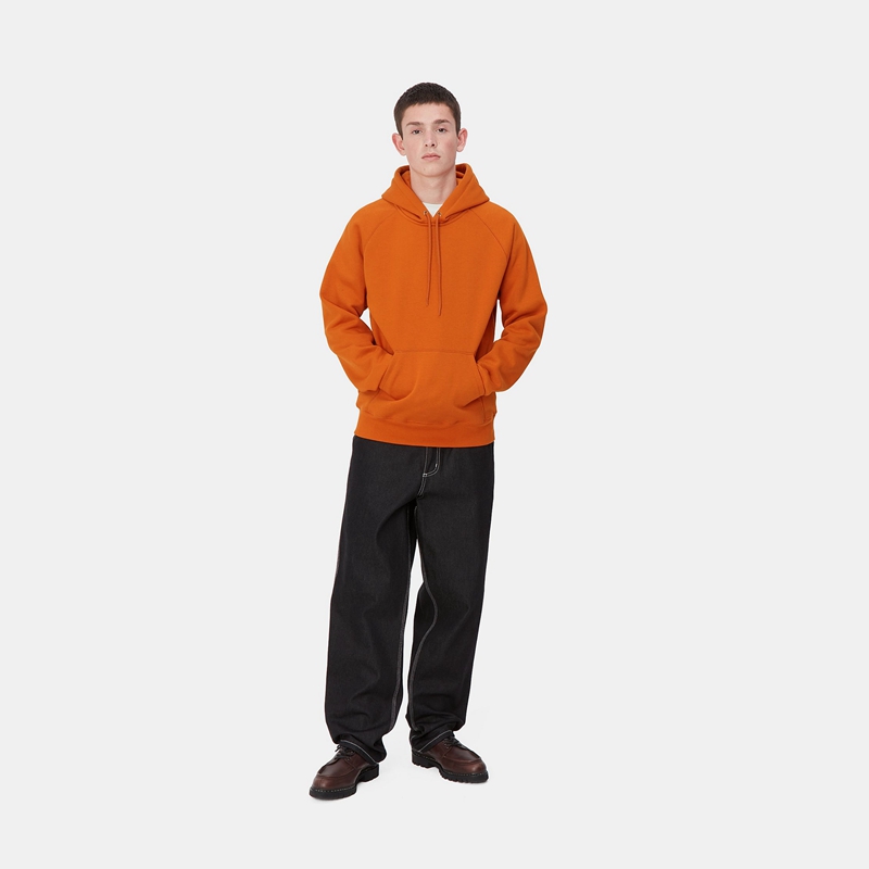 Orange Men Carhartt Hooded Chase Hoodie | QMZ-256430