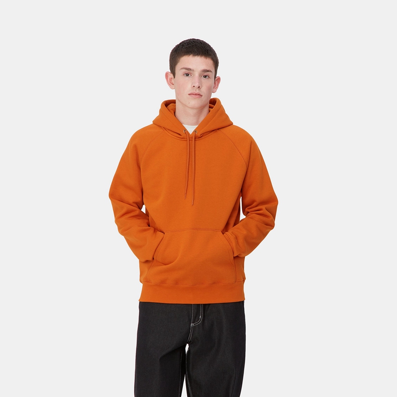 Orange Men Carhartt Hooded Chase Hoodie | QMZ-256430