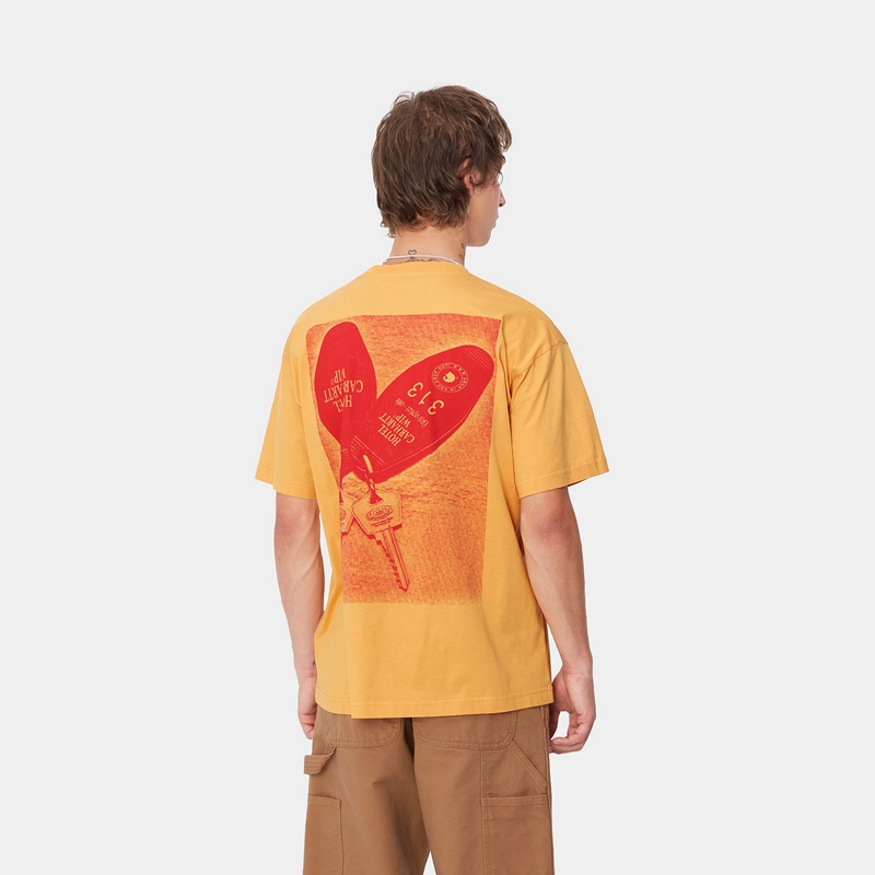 Orange Men Carhartt Hotel Keys T-Shirt | DOT-136427