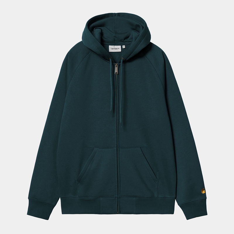 Peacock Blue Men Carhartt Hooded Chase Jackets | BHW-726014