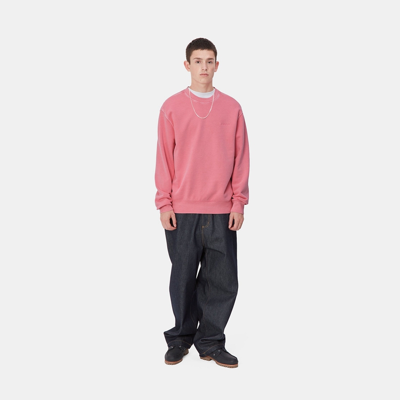 Pink Men Carhartt Duster Script Sweatshirt | DXO-602895