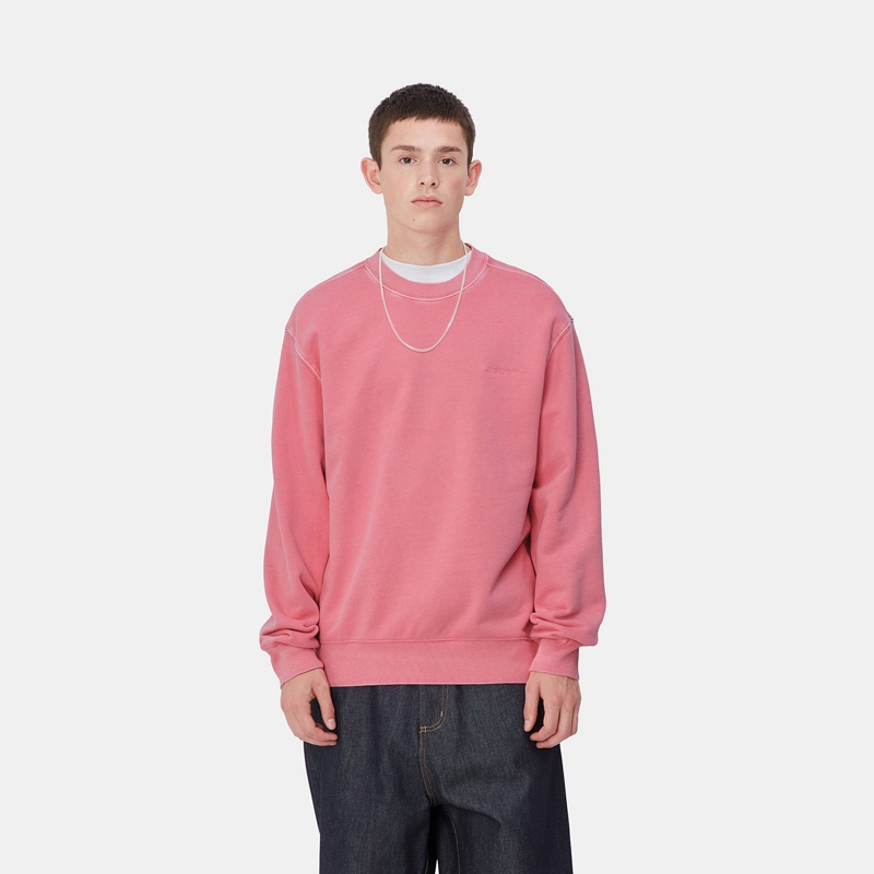 Pink Men Carhartt Duster Script Sweatshirt | DXO-602895