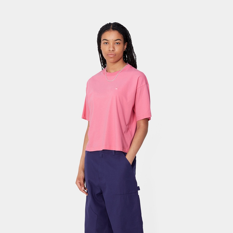 Pink Women Carhartt Chester T-Shirt | ZUE-654372