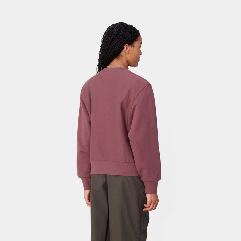 Purple Women Carhartt American Script Sweatshirt | AVC-697834