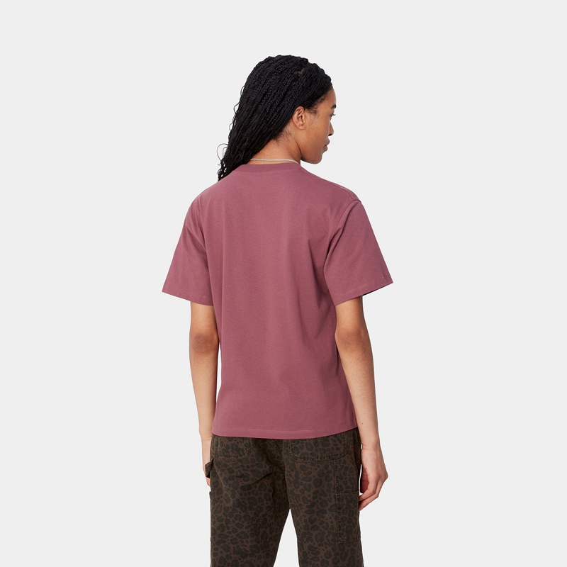 Purple Women Carhartt American Script T-Shirt | SDC-674932