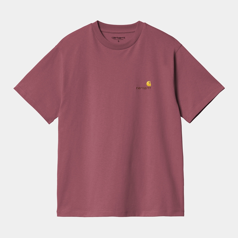 Purple Women Carhartt American Script T-Shirt | SDC-674932