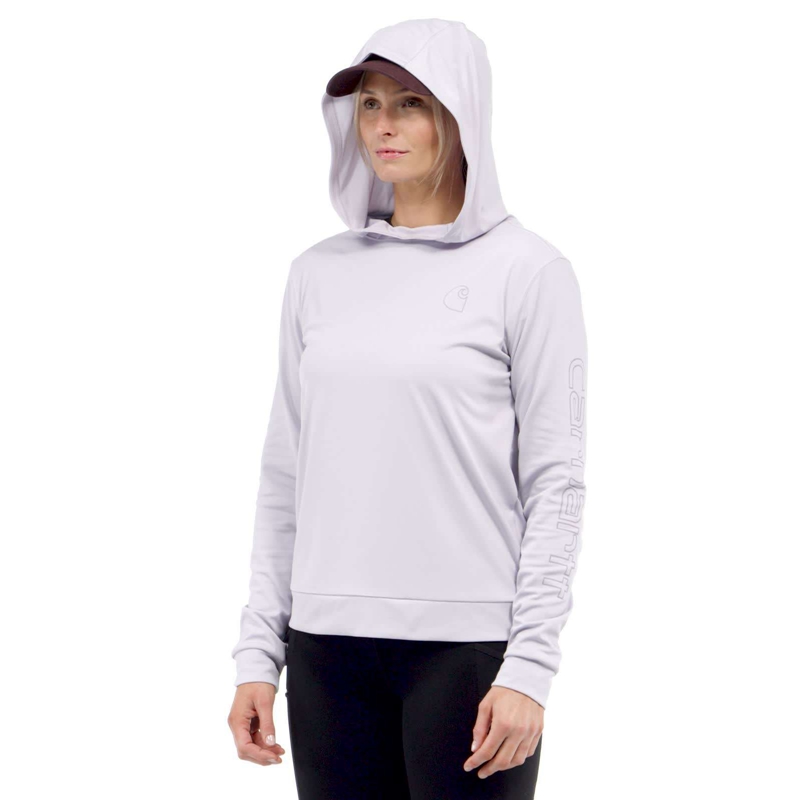 Purple Women Carhartt Force Sun Defender™ Relaxed Fit Lightweight Long-Sleeve Hooded Graphic T-Shirt | FSN-356184