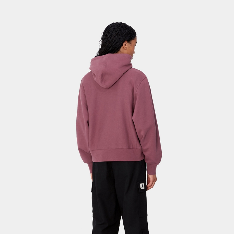 Purple Women Carhartt Hooded American Script Hoodie | BAE-617580