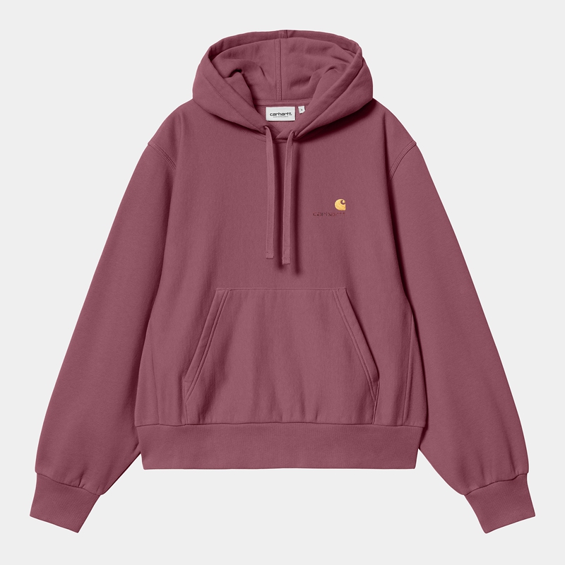 Purple Women Carhartt Hooded American Script Hoodie | BAE-617580