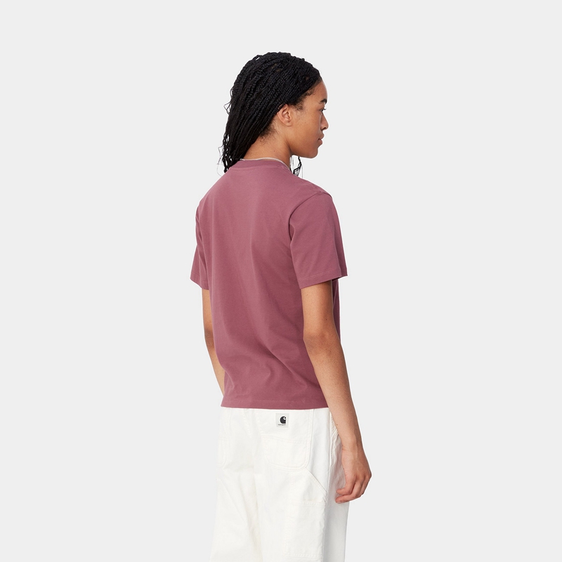 Purple Women Carhartt Pocket T-Shirt | SXP-371098