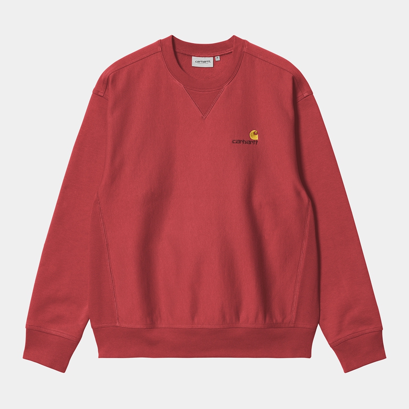 Red Men Carhartt American Script Sweatshirt | RJQ-782105