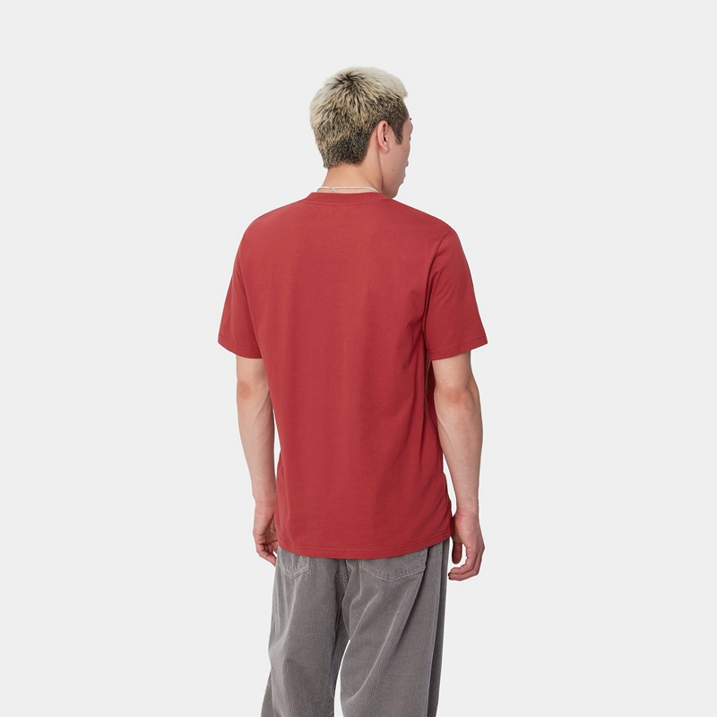 Red Men Carhartt Press Script T-Shirt | DEJ-608315