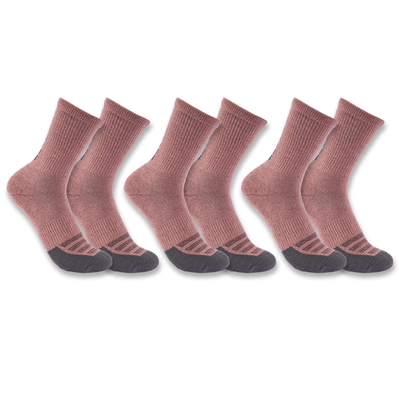 Rose Women Carhartt Force® Midweight Logo Crew 3 Pack Socks | ZIT-145093