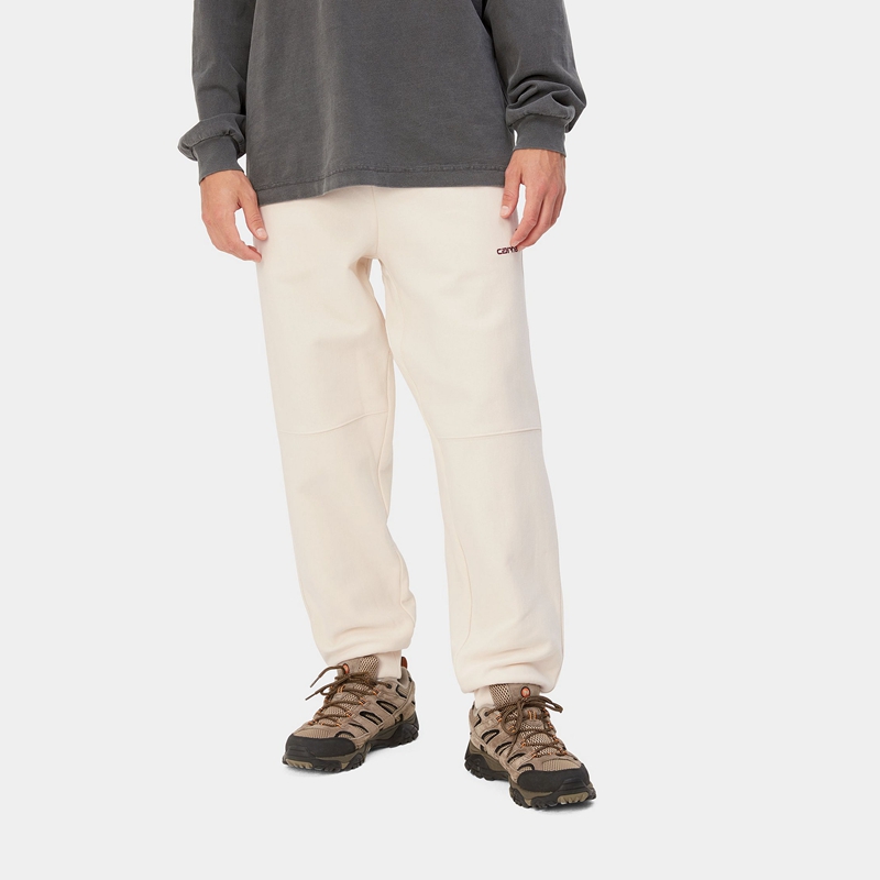 White Men Carhartt American Script Jogging Pants | QUA-165820