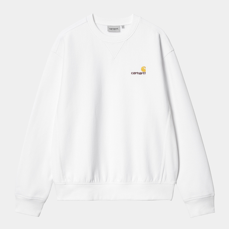 White Men Carhartt American Script Sweatshirt | NCV-824756