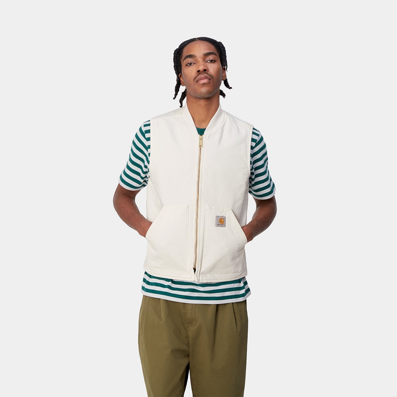 White Men Carhartt Classic Vest | VNH-604318