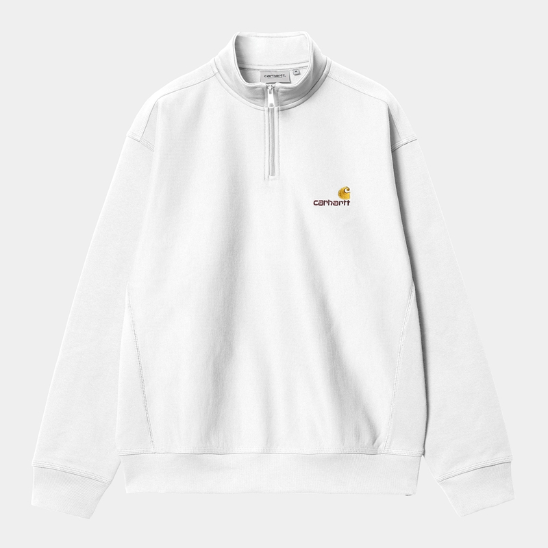 White Men Carhartt Half Zip American Script Sweatshirt | NAI-207139