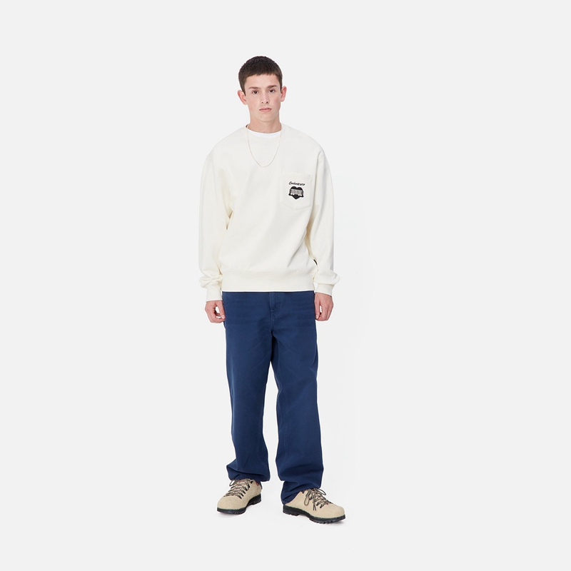 White Men Carhartt Heart Train Pocket Sweatshirt | NJH-926158