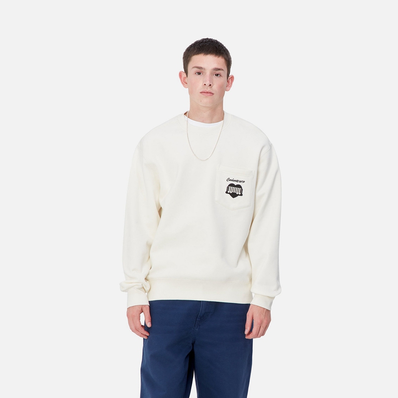 White Men Carhartt Heart Train Pocket Sweatshirt | NJH-926158