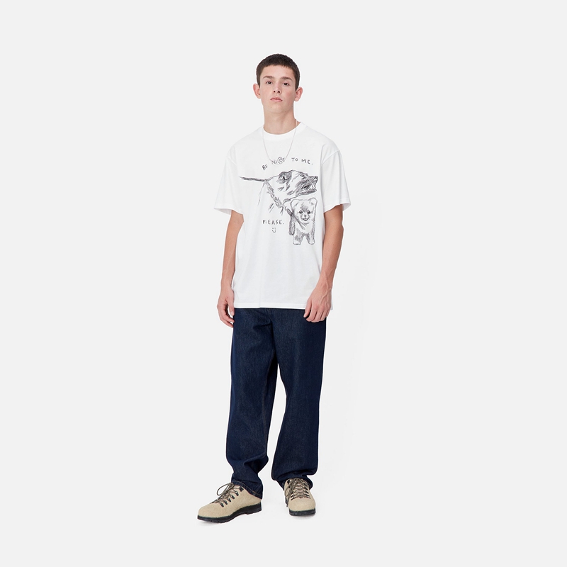 White Men Carhartt Pepe Be Nice T-Shirt | FWB-169324