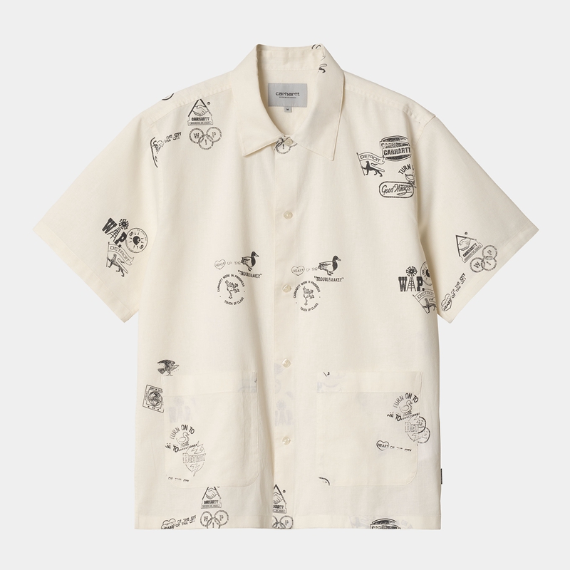 White Men Carhartt Stamp Shirts | QBO-495306