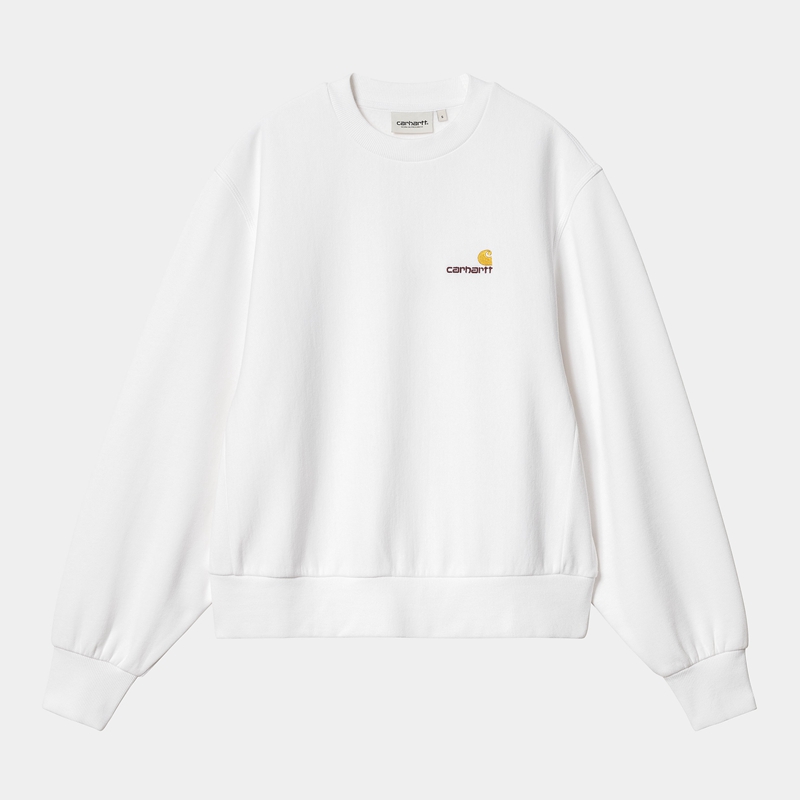 White Women Carhartt American Script Sweatshirt | EGN-701923