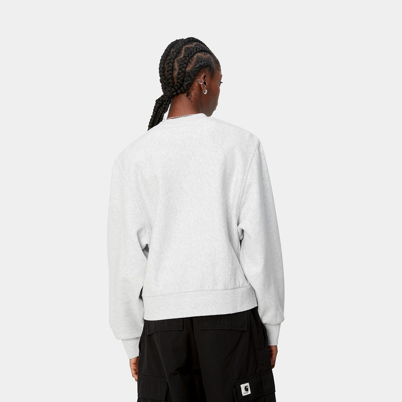 White Women Carhartt American Script Sweatshirt | RSF-965140