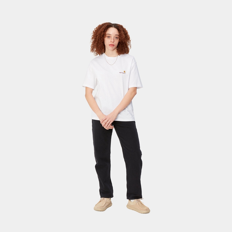 White Women Carhartt American Script T-Shirt | AVE-598734