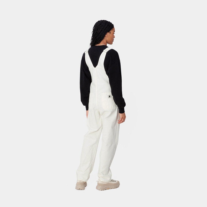 White Women Carhartt Bib Straight Overalls | HIG-651803