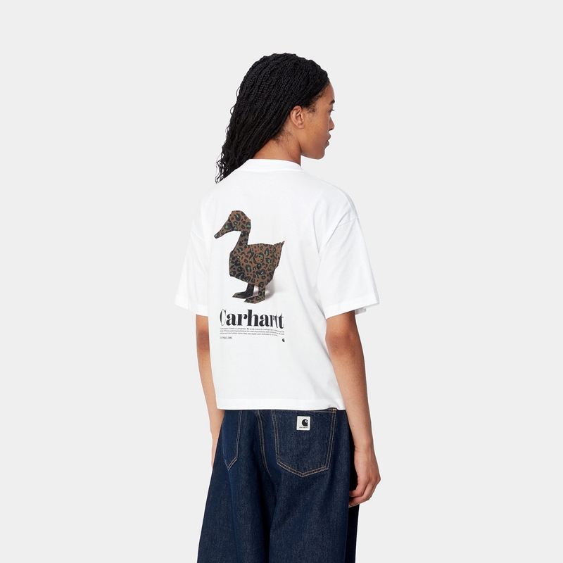 White Women Carhartt Fold Leo T-Shirt | PMB-408539