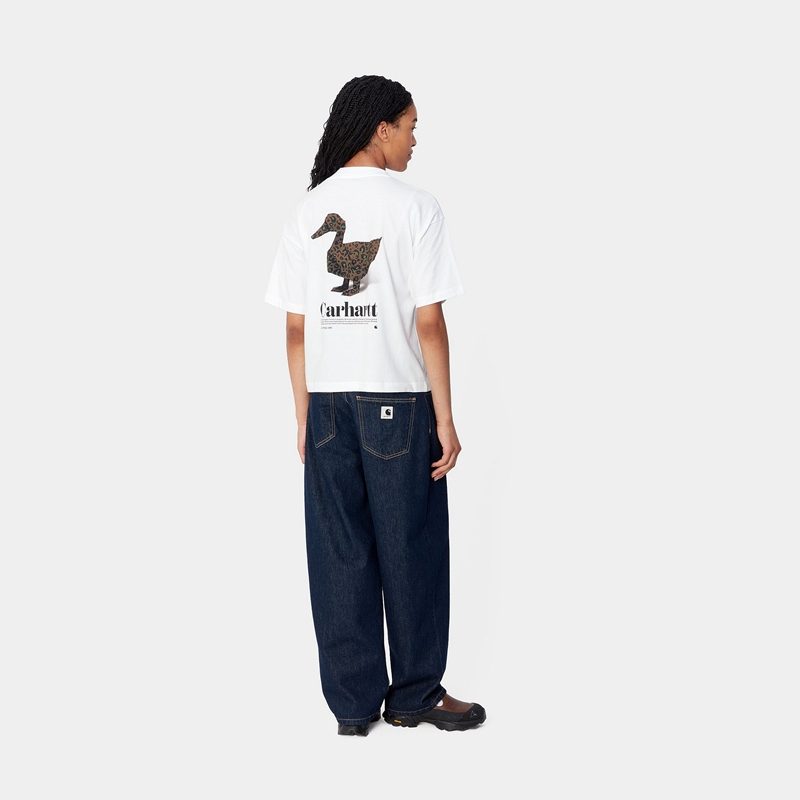 White Women Carhartt Fold Leo T-Shirt | PMB-408539