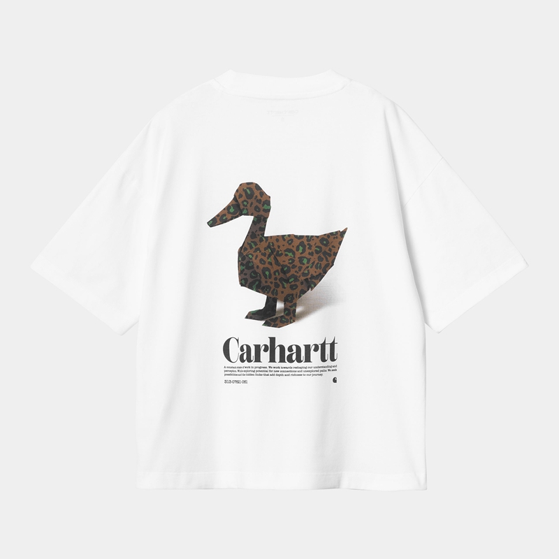 White Women Carhartt Fold Leo T-Shirt | PMB-408539