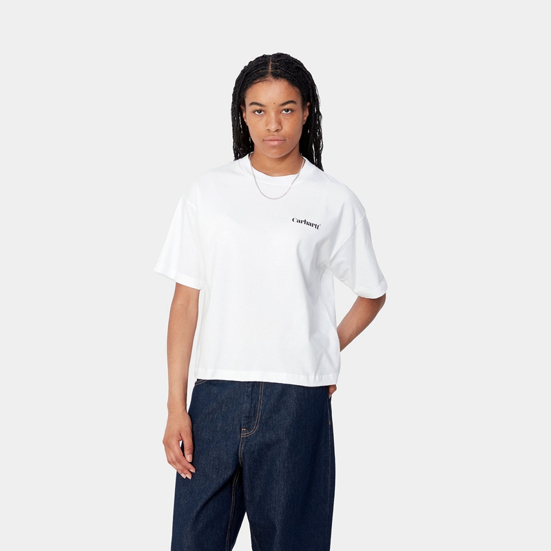 White Women Carhartt Fold Leo T-Shirt | PMB-408539