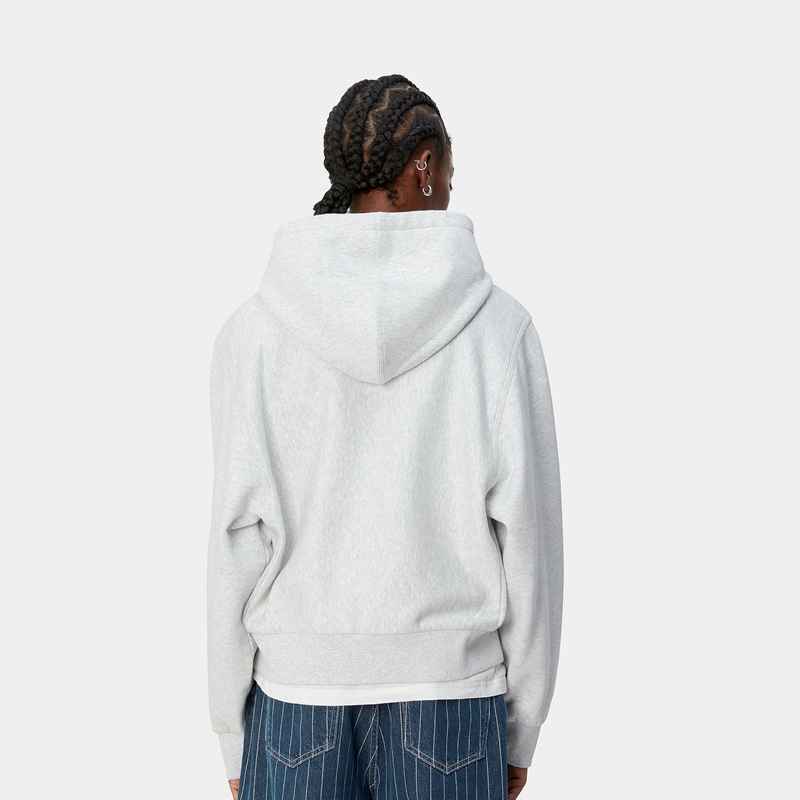 White Women Carhartt Hooded American Script Jackets | BVF-407832