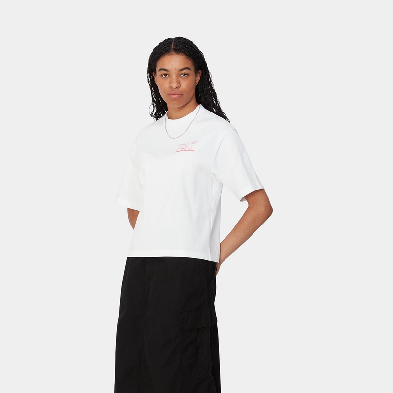 White Women Carhartt Kainosho T-Shirt | MLH-198620