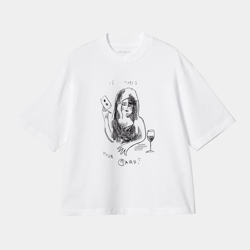 White Women Carhartt Pepe Card T-Shirt | DOG-173592