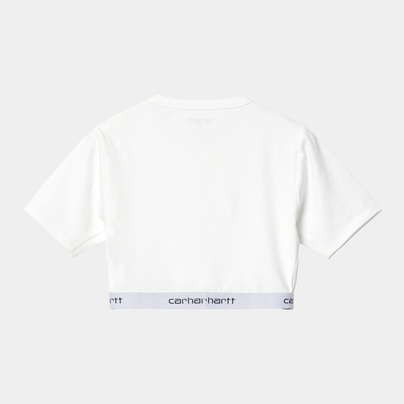 White Women Carhartt Script Crop Tops | KZN-605189