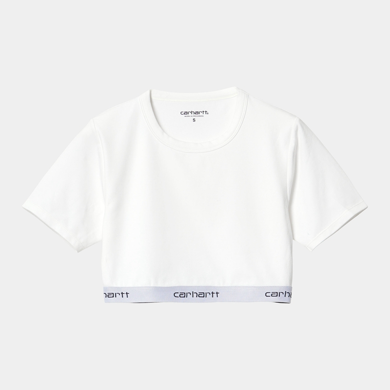 White Women Carhartt Script Crop Tops | KZN-605189