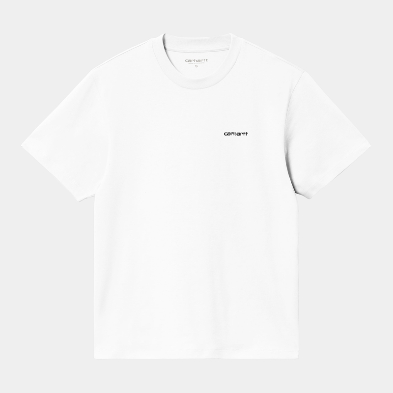 White Women Carhartt Script Embroidery T-Shirt | BRA-476028